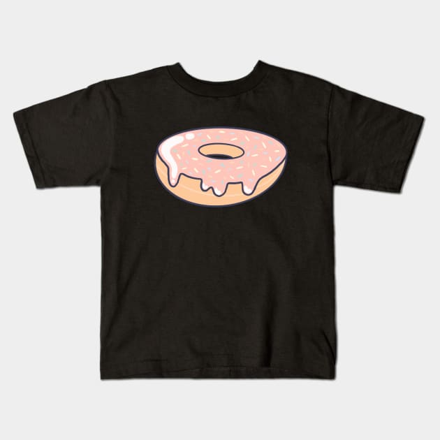 Pink Cartoon Doughnut With Multicolor Sprinkles Kids T-Shirt by LittleFlairTee